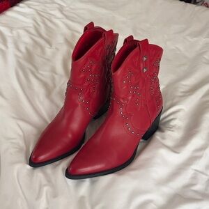 Dirty Laundry Red Studded Ankle Boots